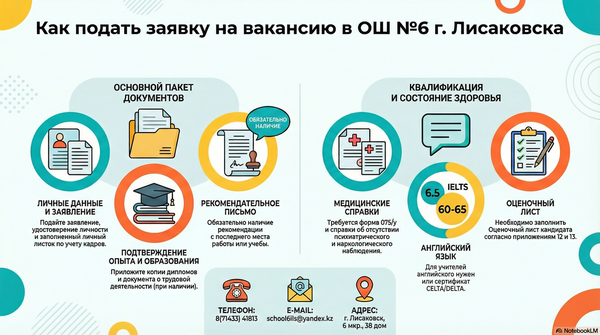Как подать заявку на вакансию в ОШ №6 г. Лисаковска